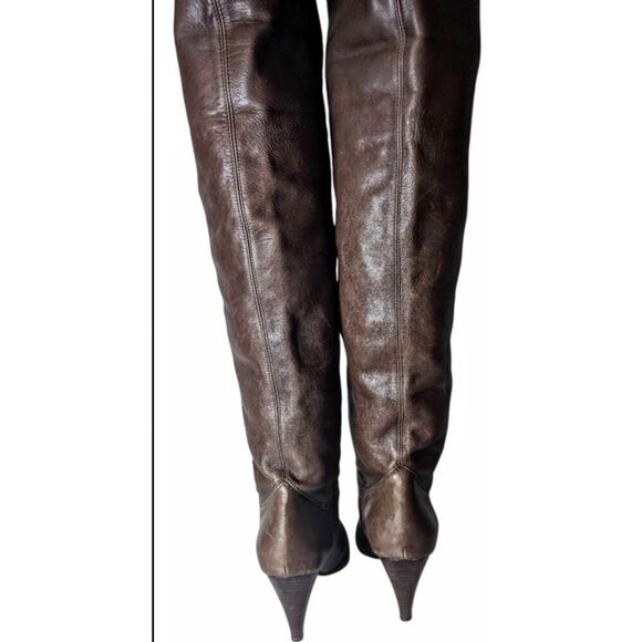 L'AUTRE CHOSE Slouchy Brown Leather Over The Knee Boot Size 37.5 - Picture 4 of 8